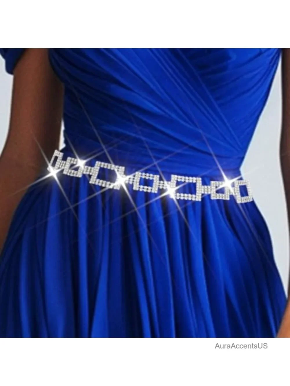 Sparkly Rhinestone Chain Belt Bling Waist Accessory for Dresses Party Wedding
